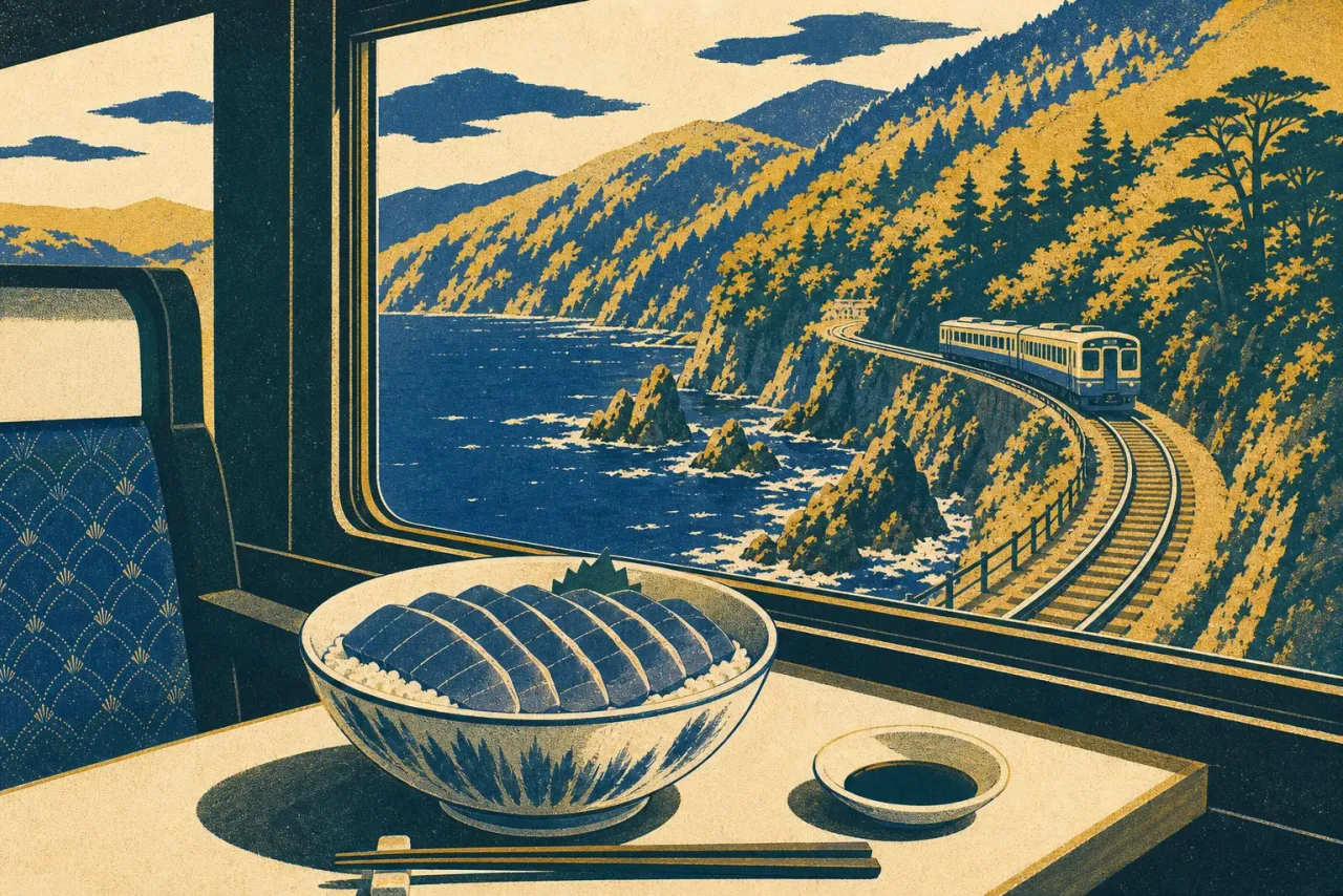 Blue water and bluefin: the Gono Line side of Shirakami-Sanchi illustration