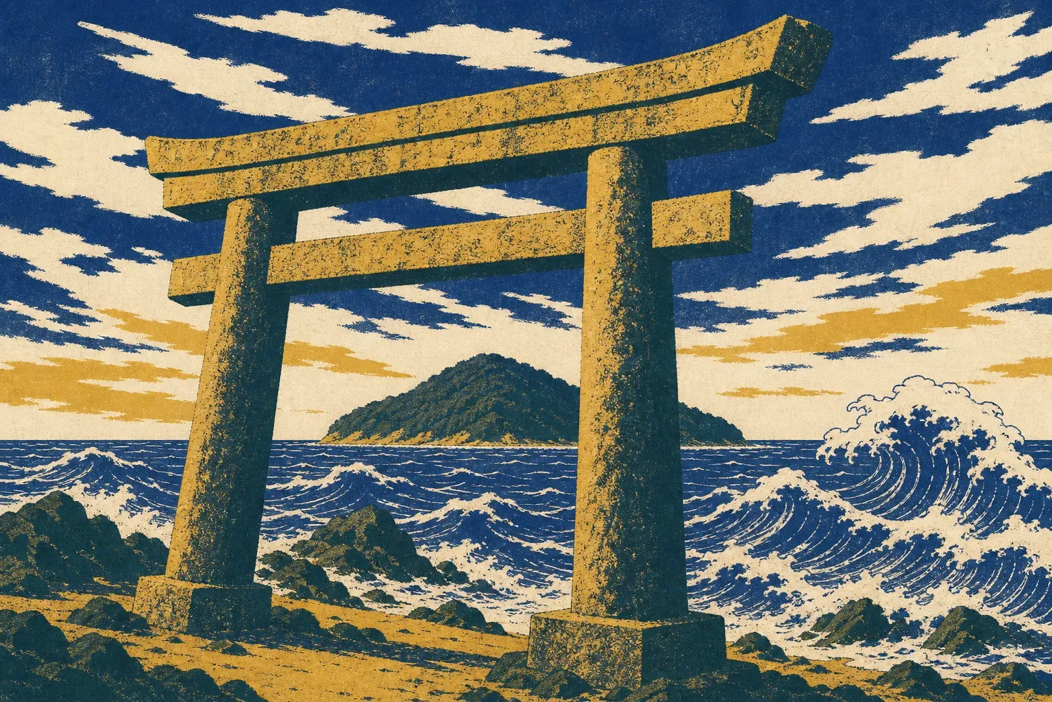 Okinoshima & Munakata Taisha illustration